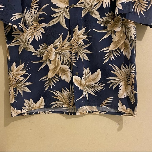 Vintage Hawaiian Shirt Mens Medium M Blue Floral All Over Print 90s Aloha Beach - Picture 5 of 12